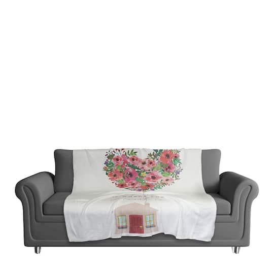 Home Is Where The Heart Is Sherpa Fleece Throw Blanket